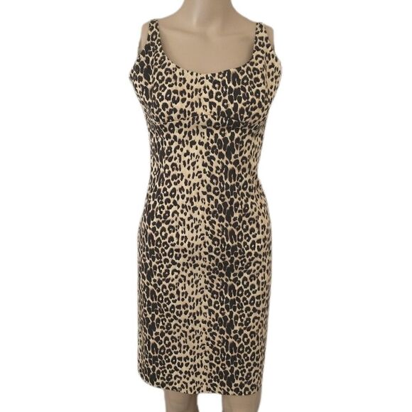 Y2K Mob Wife Animal Print Dress M Bodycon Sexy Stretch Rocker Vtg 90s Forever 21 - Picture 1 of 16